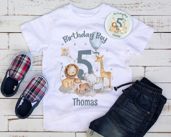 Kids Safari Theme Personalised Birthday T Shirt, 2 of 3