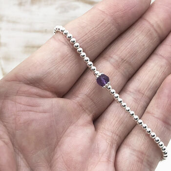 Silver Amethyst Gemstone February Bracelet, 7 of 11