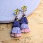 Purple Tassel Dangly Star Christmas Earrings, thumbnail 1 of 4