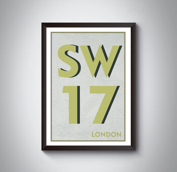 Sw17 Tooting, Mitcham London Postcode Art Print, 8 of 10
