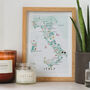 Italy Inky Illustrated Map Print, thumbnail 1 of 5