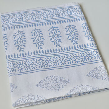 Atlantic Blue And White Block Print Tablecloth, 2 of 6