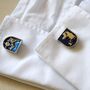 World Map Globe Cufflinks Gift For Travellers 316 L Stainless Steel Enamel Design, thumbnail 1 of 5