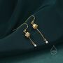 Asymmetric Lily Of The Valley With Dangle Pearl Dangle Earrings, thumbnail 5 of 10