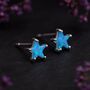 Sterling Silver Blue Opal Star Stud Earrings, thumbnail 4 of 10