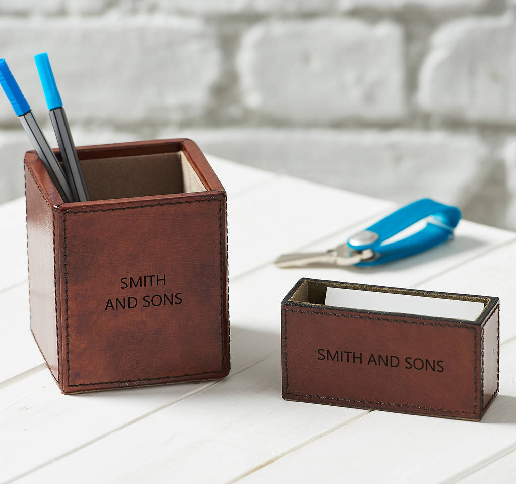 Personalised Leather Desk Set Mini Two Colours, 1 of 10