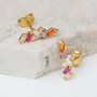 Gold Plated And Crystal Rainbow Climber Style Earrings, thumbnail 2 of 6
