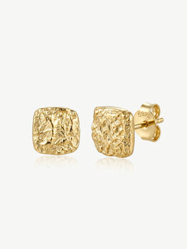 Gold Or Silver Small Textured Square Stud Earrings, 2 of 6