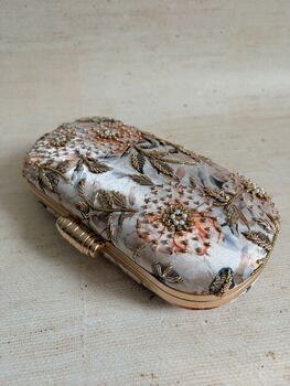 Grey Floral Oval Clutch Bag, 12 of 12