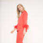 Luxury Red Feather Silky Pyjama Set, thumbnail 3 of 8