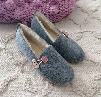 Felt Ballerina Slippers With Pink Details, 2 of 8