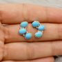 Blue Turquoise Silver Stud Earrings, thumbnail 5 of 5