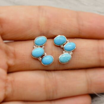 Blue Turquoise Silver Stud Earrings, 5 of 5