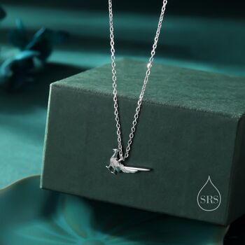 Extra Tiny Pheasant Pendant Necklace In Sterling Silver, 8 of 12