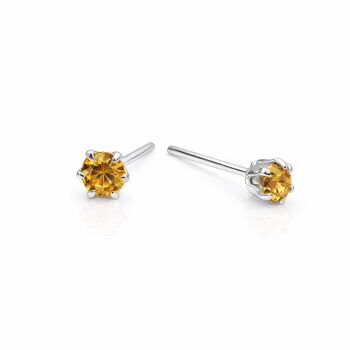 Sterling Silver Citrine Micro Stud Earrings – 3mm, 2 of 4