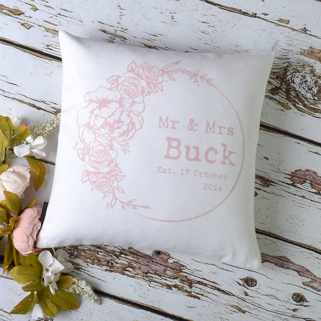 Wedding Anniversary Personalised Floral Cushion By Vintage Designs Reborn