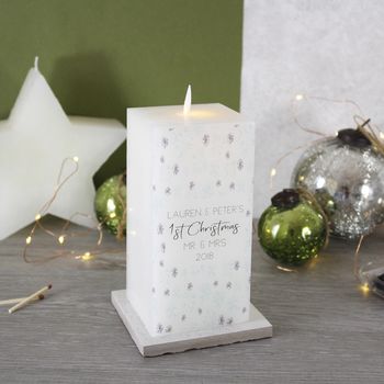 First Married Christmas LED Wax Snowflake Candle, 3 of 7