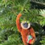 Christmas Bristle Monkey Decoration, 12cm, thumbnail 1 of 3