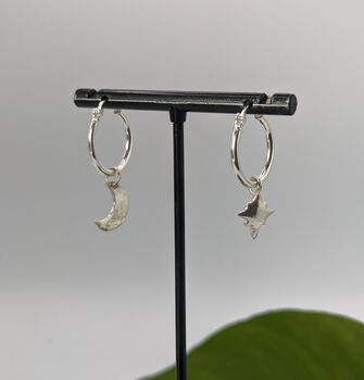 Celestial Eco Sterling Silver Hoop Earrings, 4 of 4