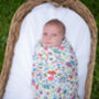 Floral Bamboo Organic Cotton Muslin Swaddle Blanket, thumbnail 2 of 4