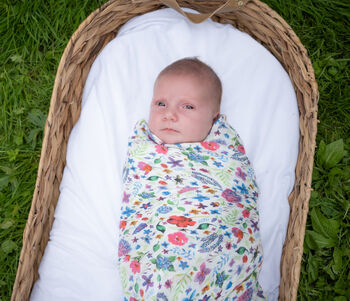 Floral Bamboo Organic Cotton Muslin Swaddle Blanket, 2 of 4