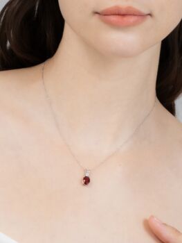 Garnet Pendant Necklace In Sterling Silver And Gold, 6 of 12