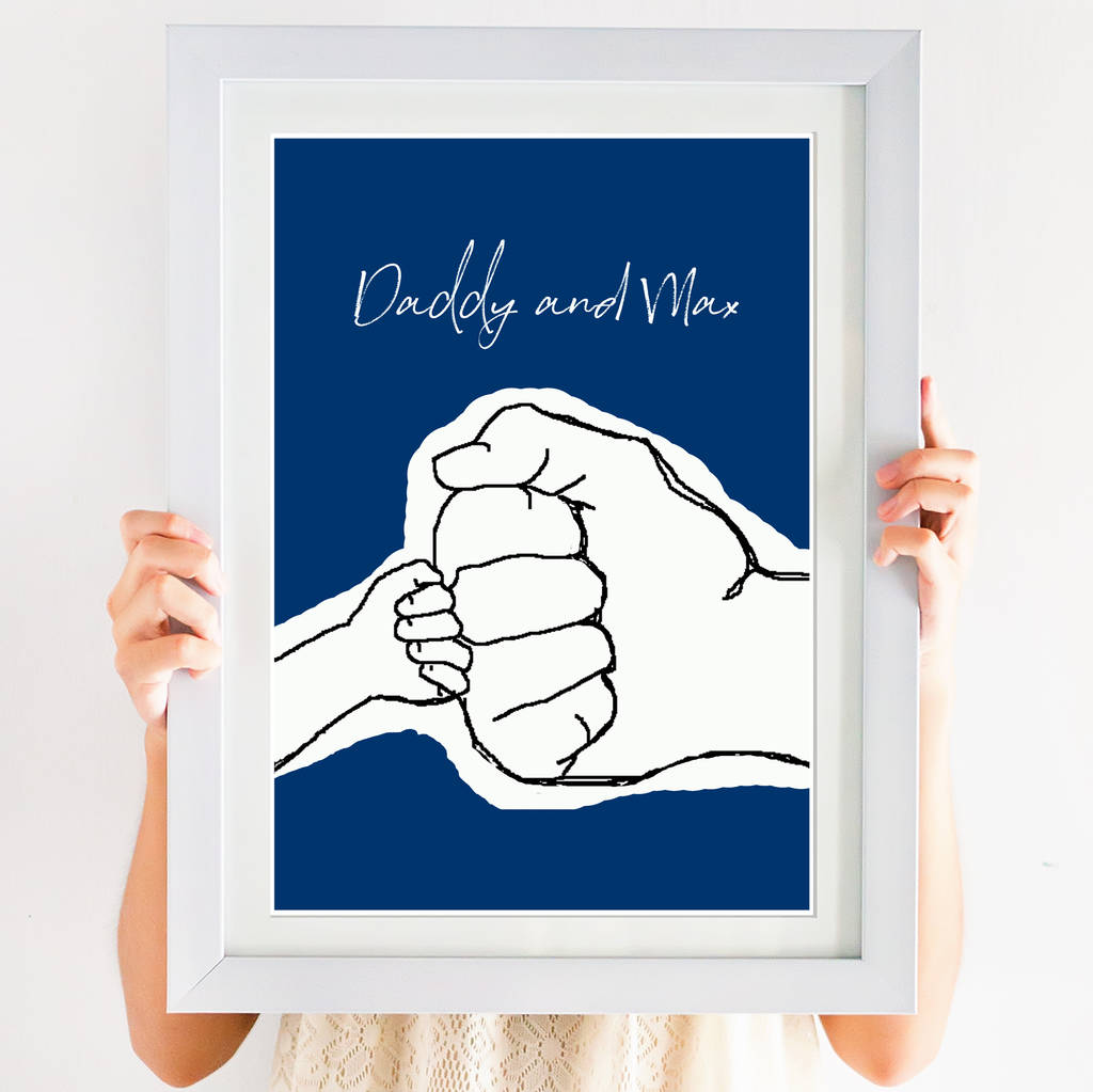 Daddy And Child Fist Bump Line Drawing Print By Giddy Kipper ...