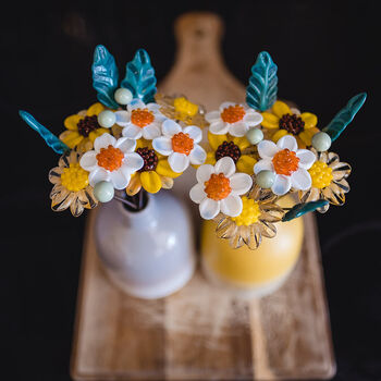 Glass Sunflower Bouquet With Ceramic Vase, 11 of 12