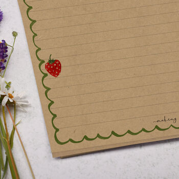 A4 Kraft Letter Writing Paper With Strawberries, 3 of 4
