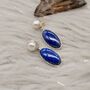 Lapis Lazuli, Pearl Sterling Silver Earrings, thumbnail 6 of 7