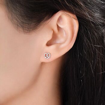 Extra Tiny Pretzel Heart Knot Earrings, 6 of 12