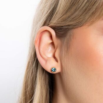 18ct Gold Plated Sterling Silver March Birthstone Stud Earrings – 7mm, 2 of 7