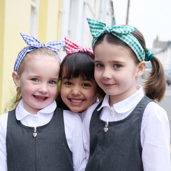 School Gingham Tie Headband Green, 3 of 4
