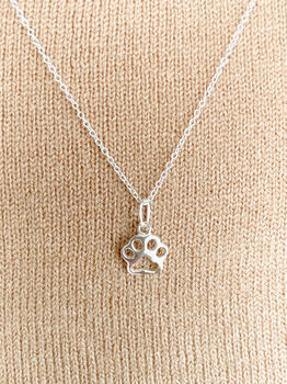 Sterling Silver Paw Print Necklace, 4 of 5