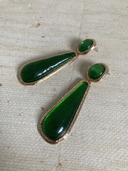 Geometric Resin Emerald Green Dangle Statement Earrings, 4 of 4