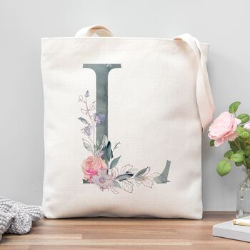 Luxury Duck Egg Floral Alphabet Bag, 3 of 3