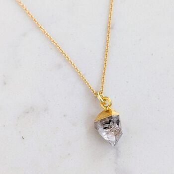 April Birthstone Necklace,Herkimer Diamond, Gold Plated, 2 of 6