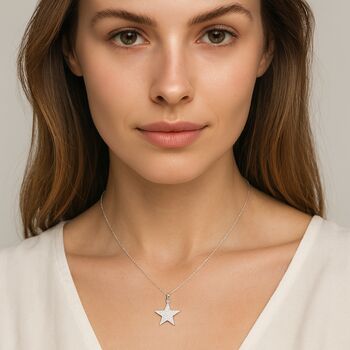 Personalised Sterling Silver Pavé Star Pendant Necklace, 2 of 10