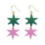 Star Dangle Earrings In Emerald Glitter Acrylic, thumbnail 2 of 4