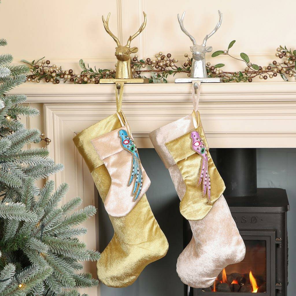 A Luxury Champagne Gold Velvet Christmas Stockings By Dibor ...