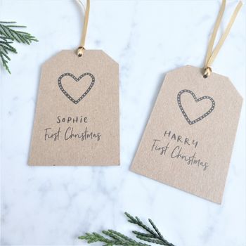 Baby's First Christmas Personalised Tags String Ties, 2 of 2