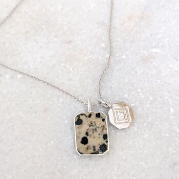 The Duo Dalmatian Jasper Necklace, Silver, 5 of 9