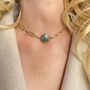 24 K Gold Plated Choker Necklace Healing Stone, thumbnail 1 of 4