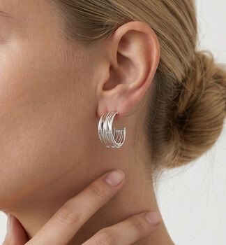 Nami 925 Sterling Silver Plated Twist Hoop Earrings, 5 of 6