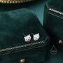 Cheshire Cat Stud Earrings In Sterling Silver, thumbnail 6 of 10