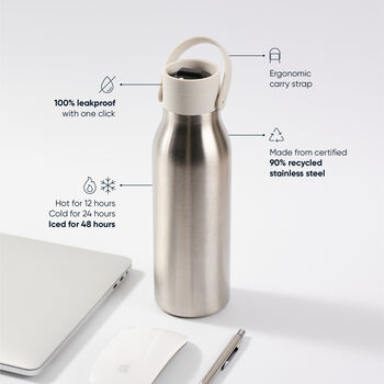 Circular And Co 500ml Stainless Steel Water Bottle Pebble White, 5 of 6