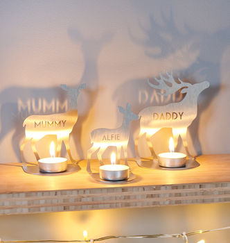 Personalised Metal Family Deer Tea Light Holders, 2 of 3