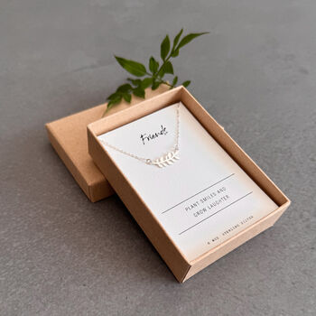 Friends Plant Smiles Sterling Silver Leaf Necklace, 3 of 5