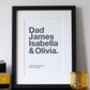 Personalised Typographic Family Names Print, thumbnail 1 of 10