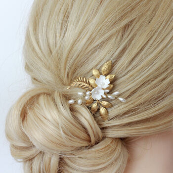 Freshwater Pearl Gold Hair Pin, 2 of 5